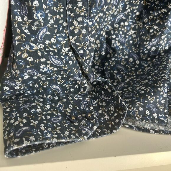Men's Navy Floral Casual Button Down Shirt 43-17/34 - Picture 8 of 16